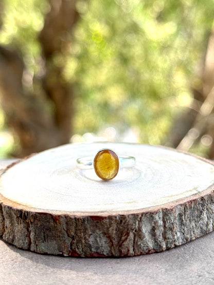 Yellow Sapphire (Pukhraj) Adjustable Ring