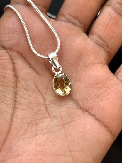 Citrine Diamond Cut Pendant