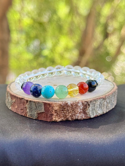 7 Chakra - Clear Quartz Bracelet