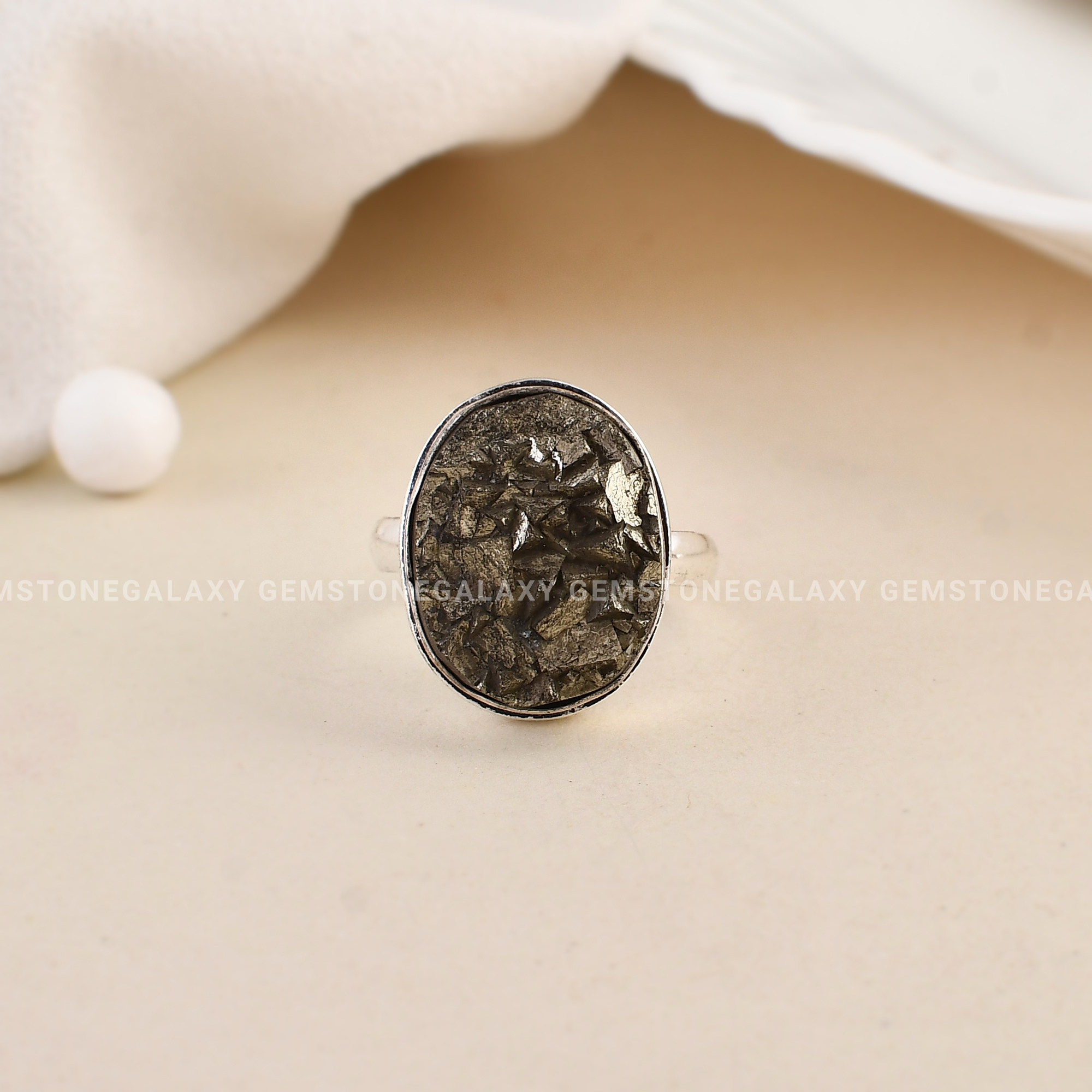 Raw Pyrite Adjustable Ring