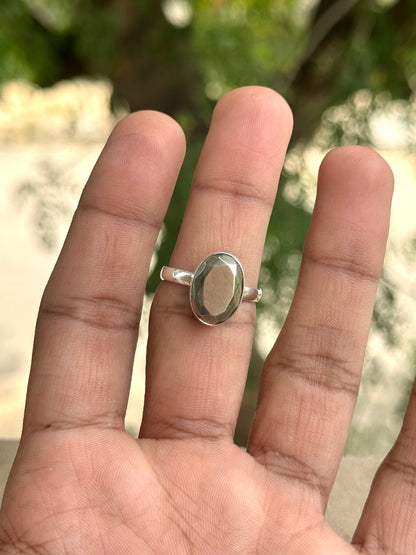 Pyrite Diamond Cut Adjustable Ring