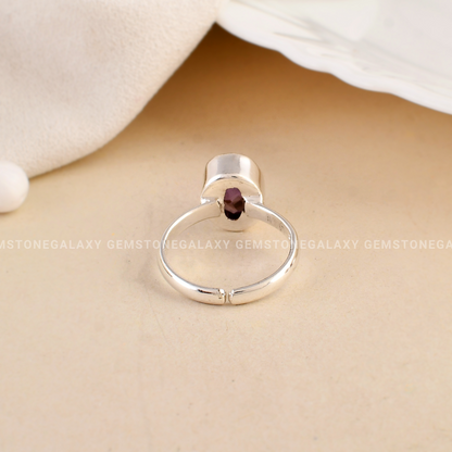 Amethyst Diamond Cut Adjustable Ring