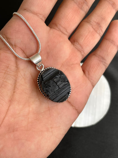 Raw Black Tourmaline Pendant