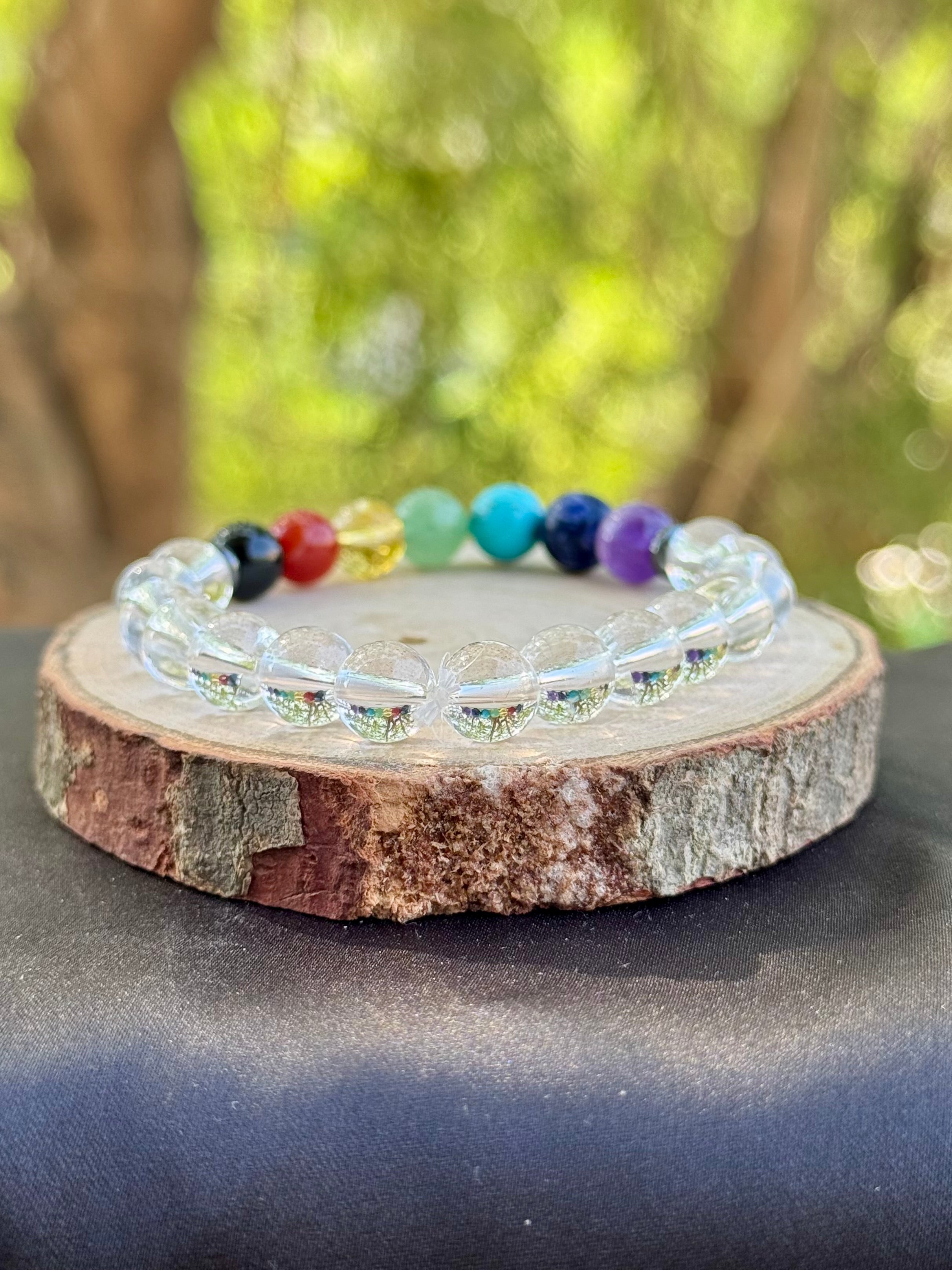 7 Chakra - Clear Quartz Bracelet