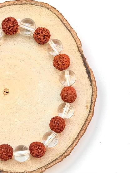 Clear Quartz - Rudraksha Bracelet