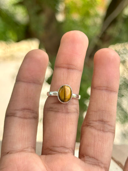 Tiger Eye Adjustable Ring