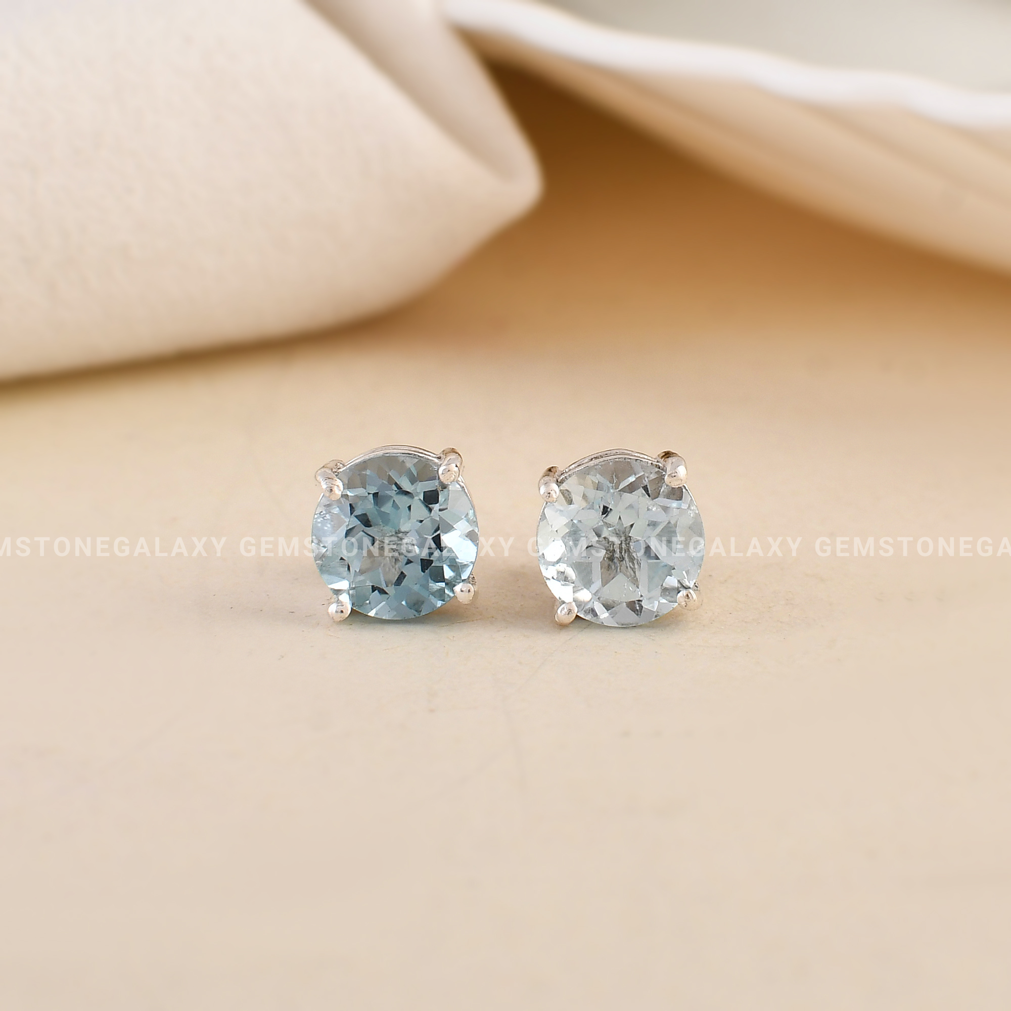 Blue Topaz Stud Earrings