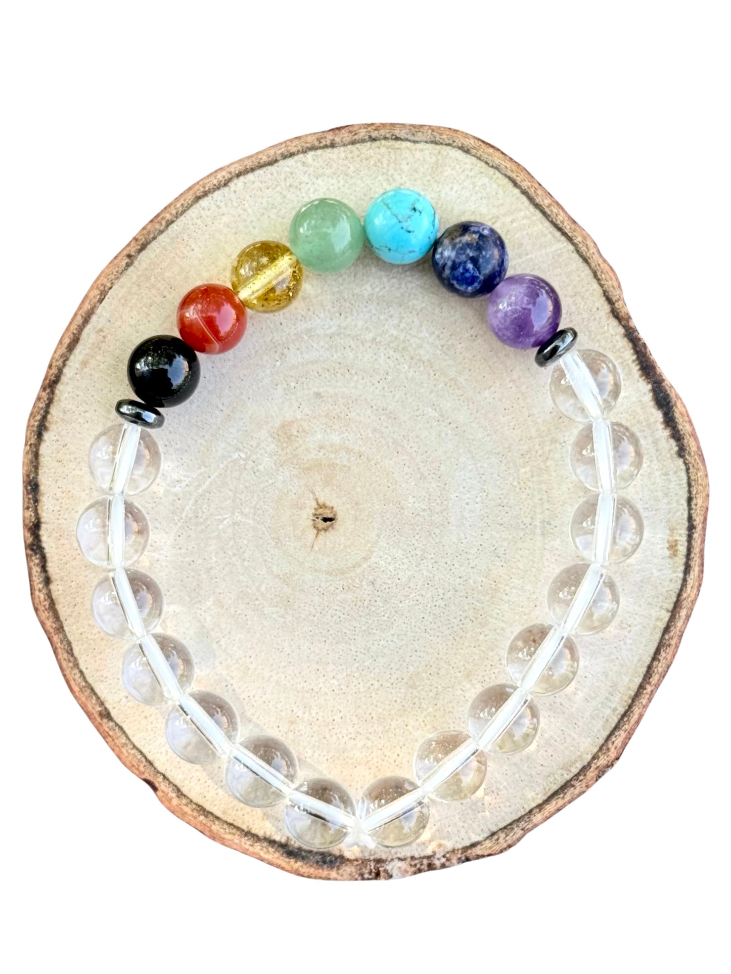 7 Chakra - Clear Quartz Bracelet