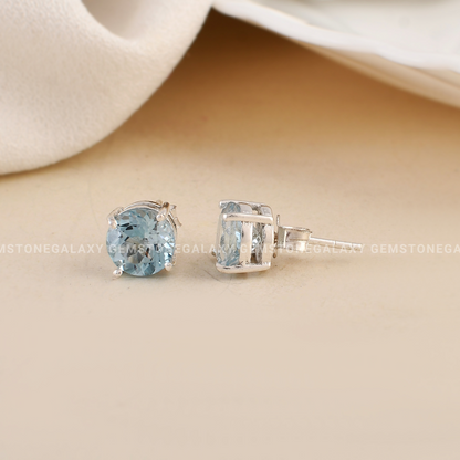 Blue Topaz Stud Earrings