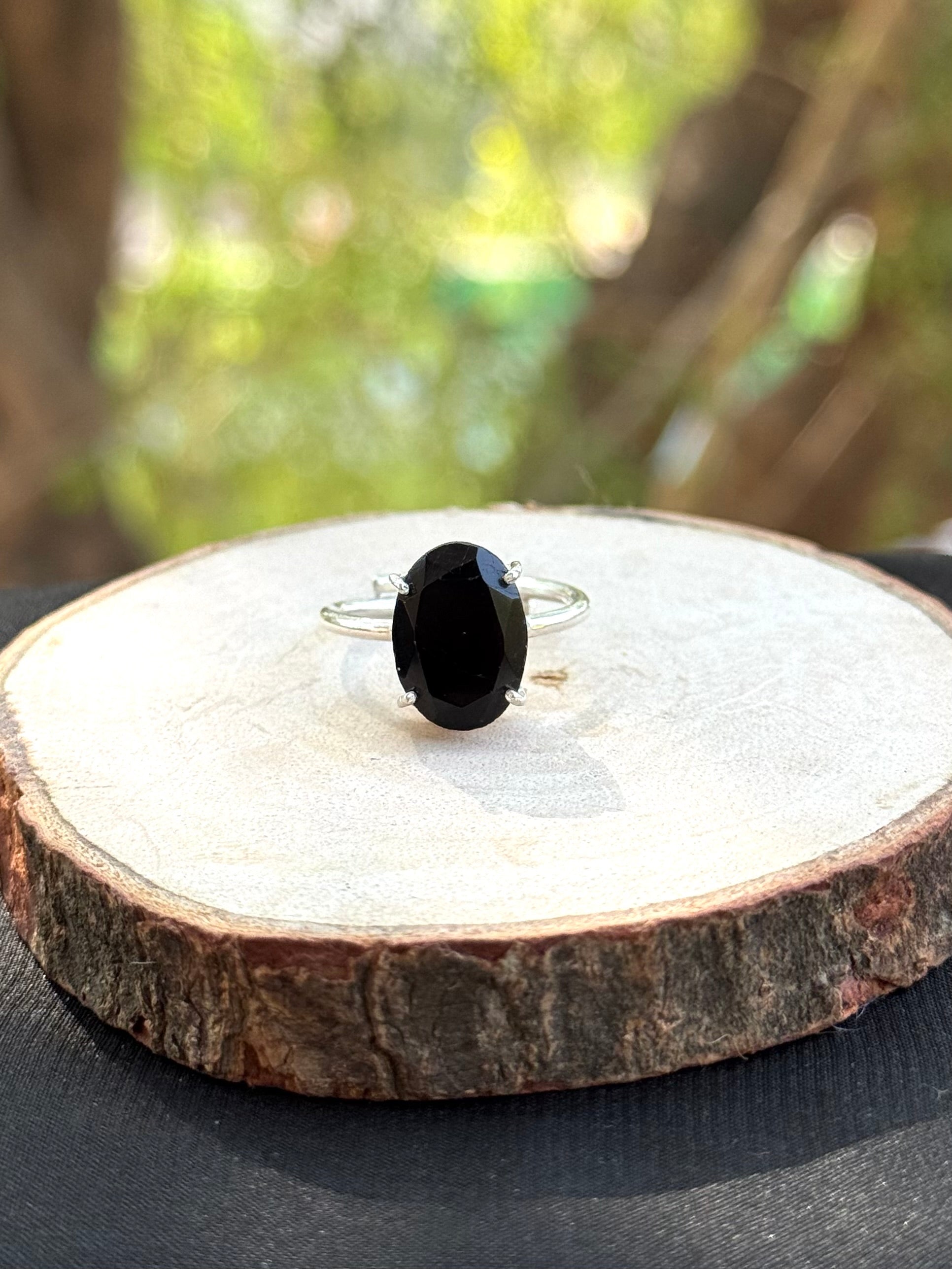 Black Tourmaline Adjustable Ring