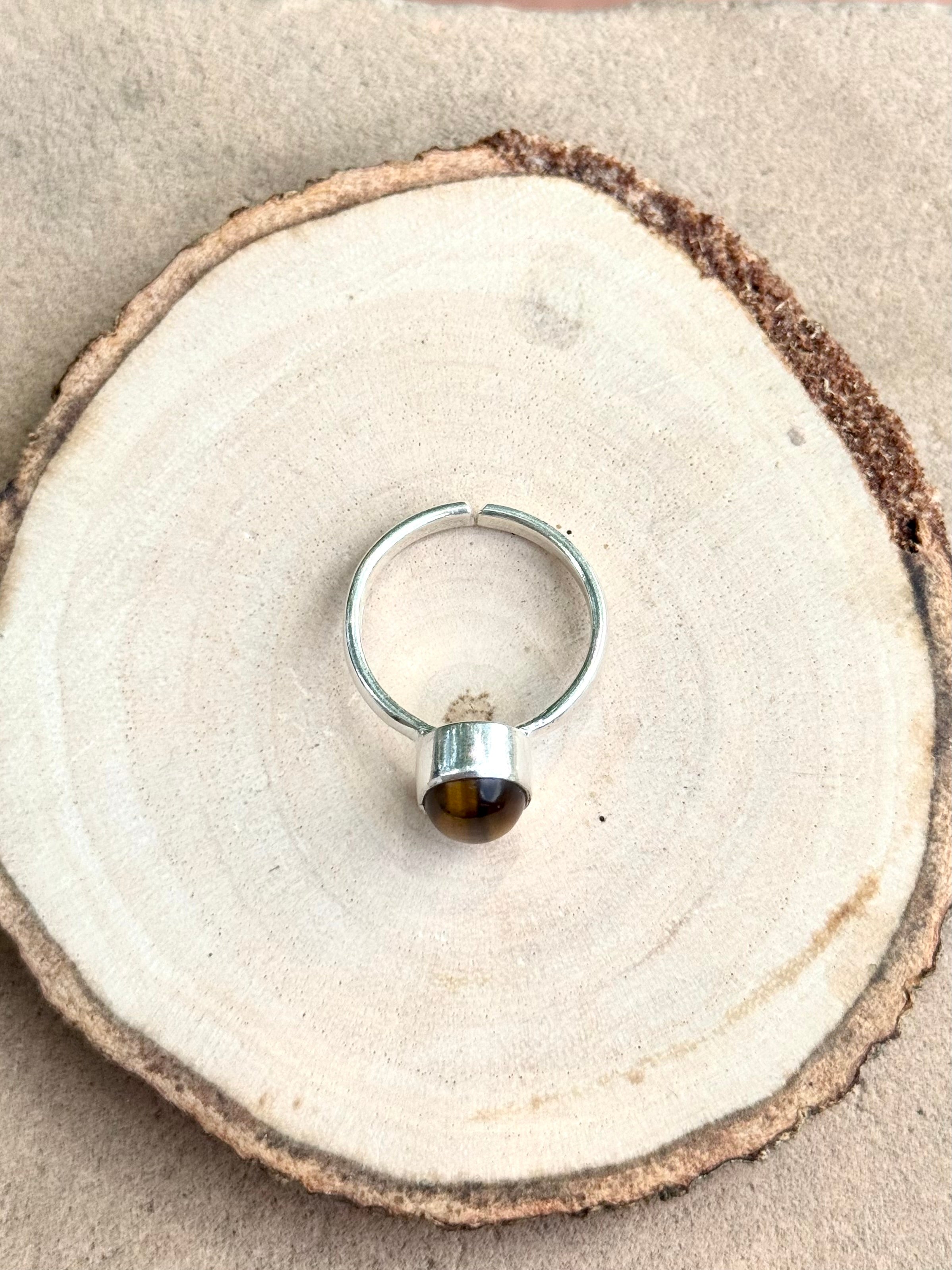 Tiger Eye Adjustable Ring