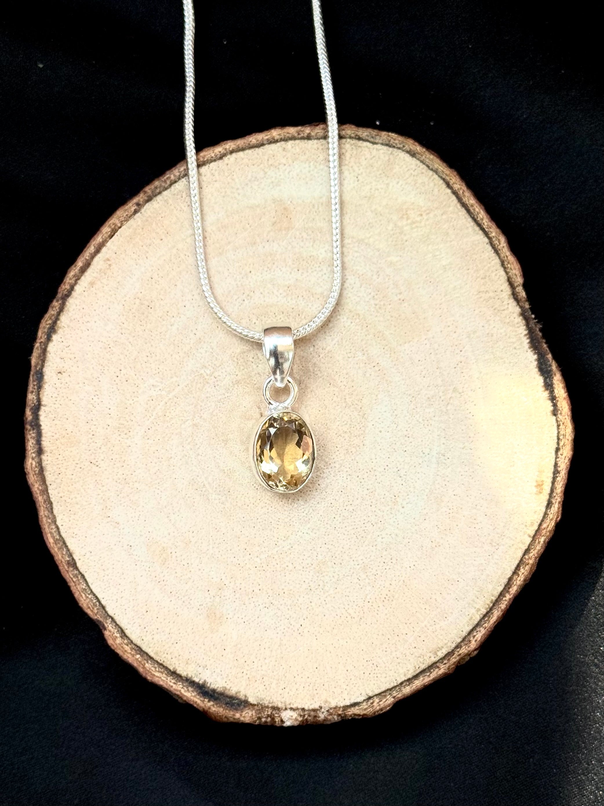 Citrine Diamond Cut Pendant