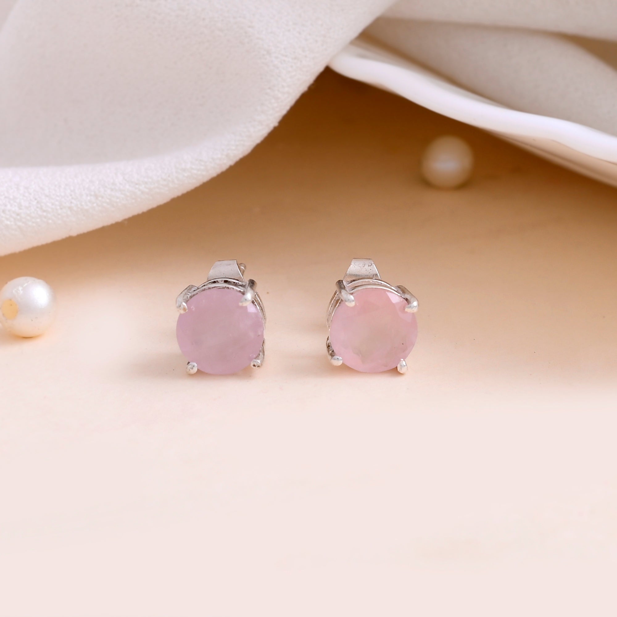 Rose Quartz Stud Earrings