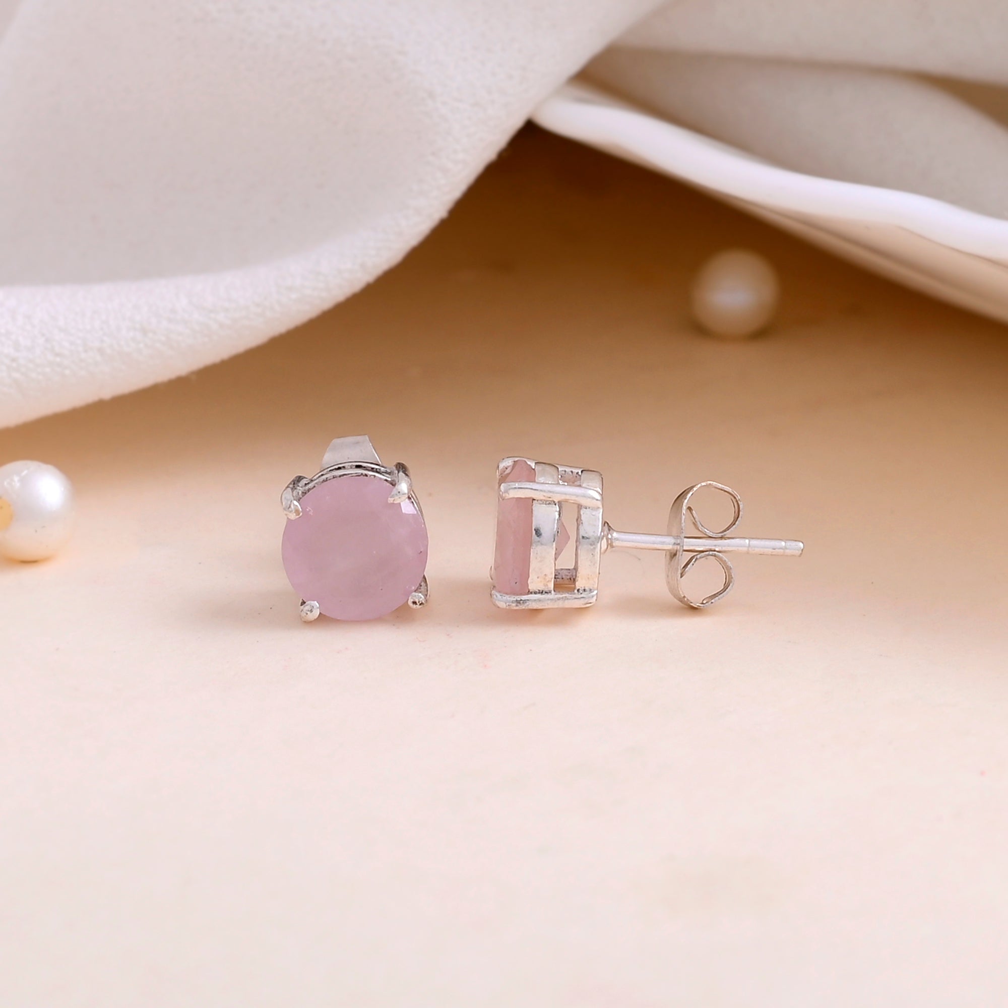 Rose Quartz Stud Earrings