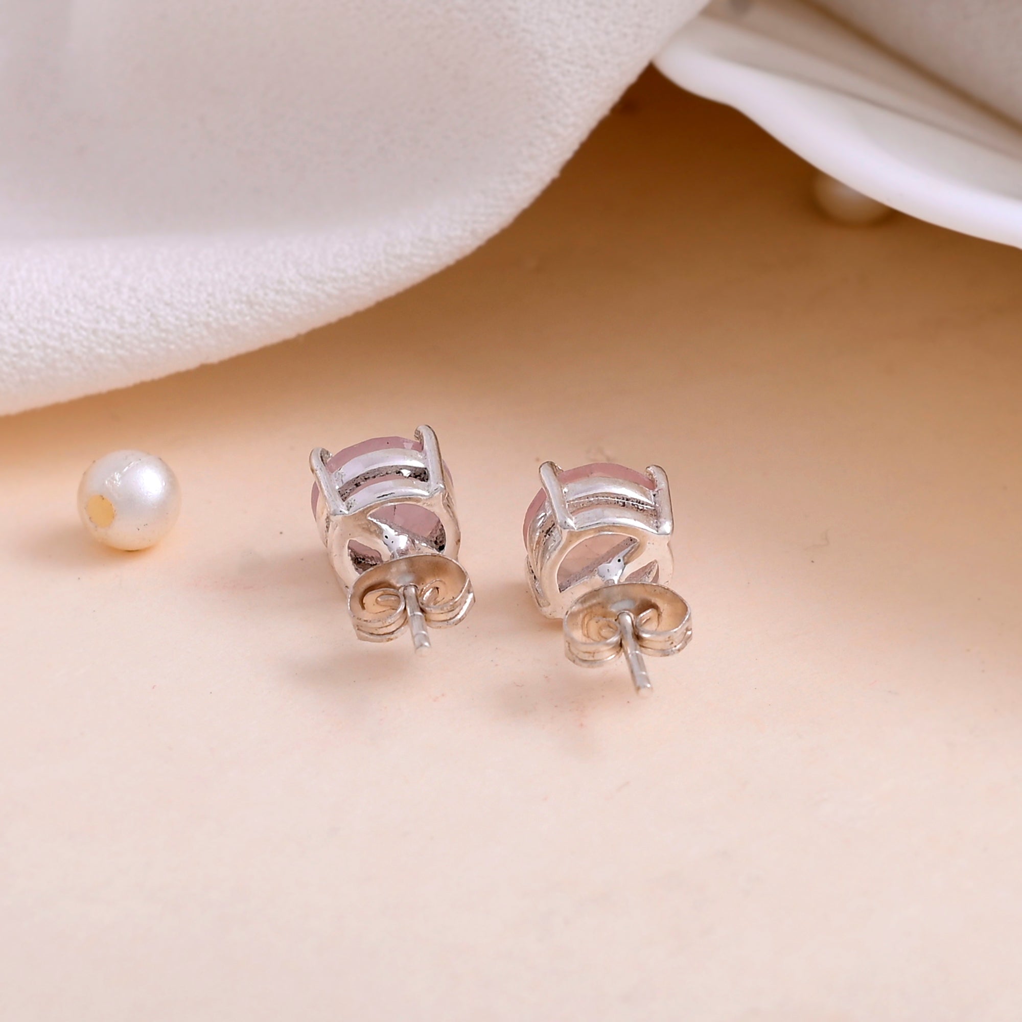 Rose Quartz Stud Earrings