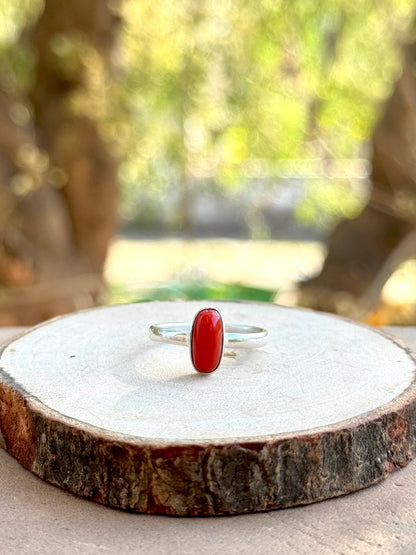 Red Coral (Moonga) Adjustable Ring