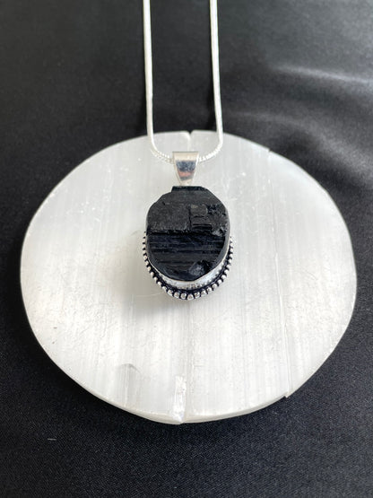 Raw Black Tourmaline Pendant