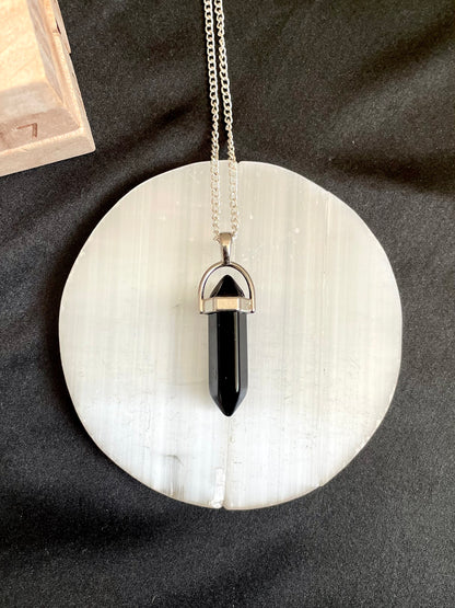 Black Tourmaline Pencil Pendant