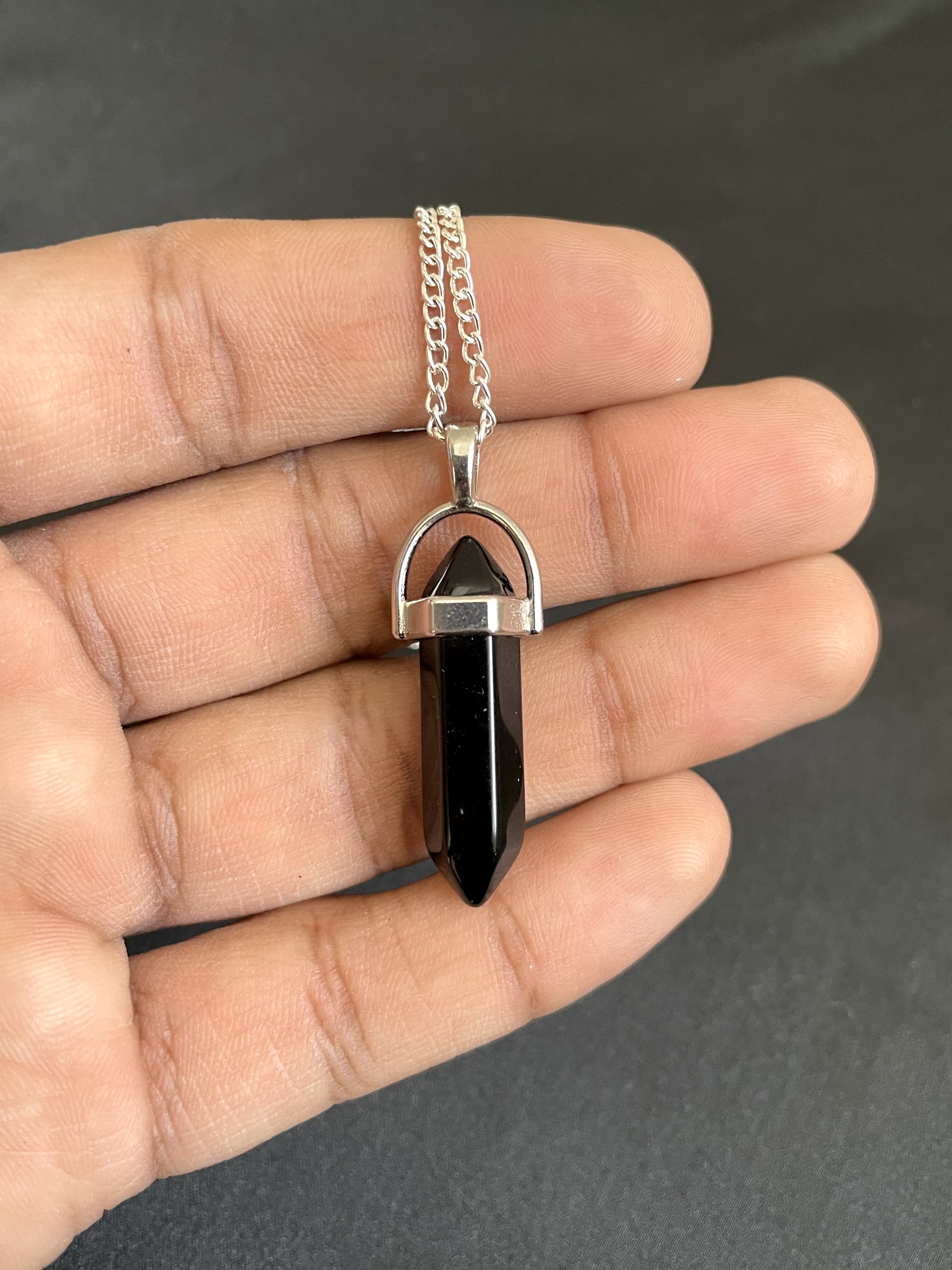 Black Tourmaline Pencil Pendant