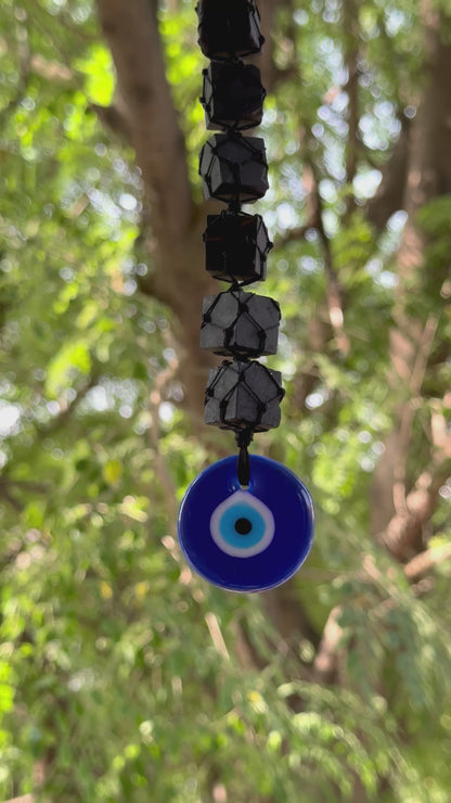 Black Tourmaline Evil Eye Hanging